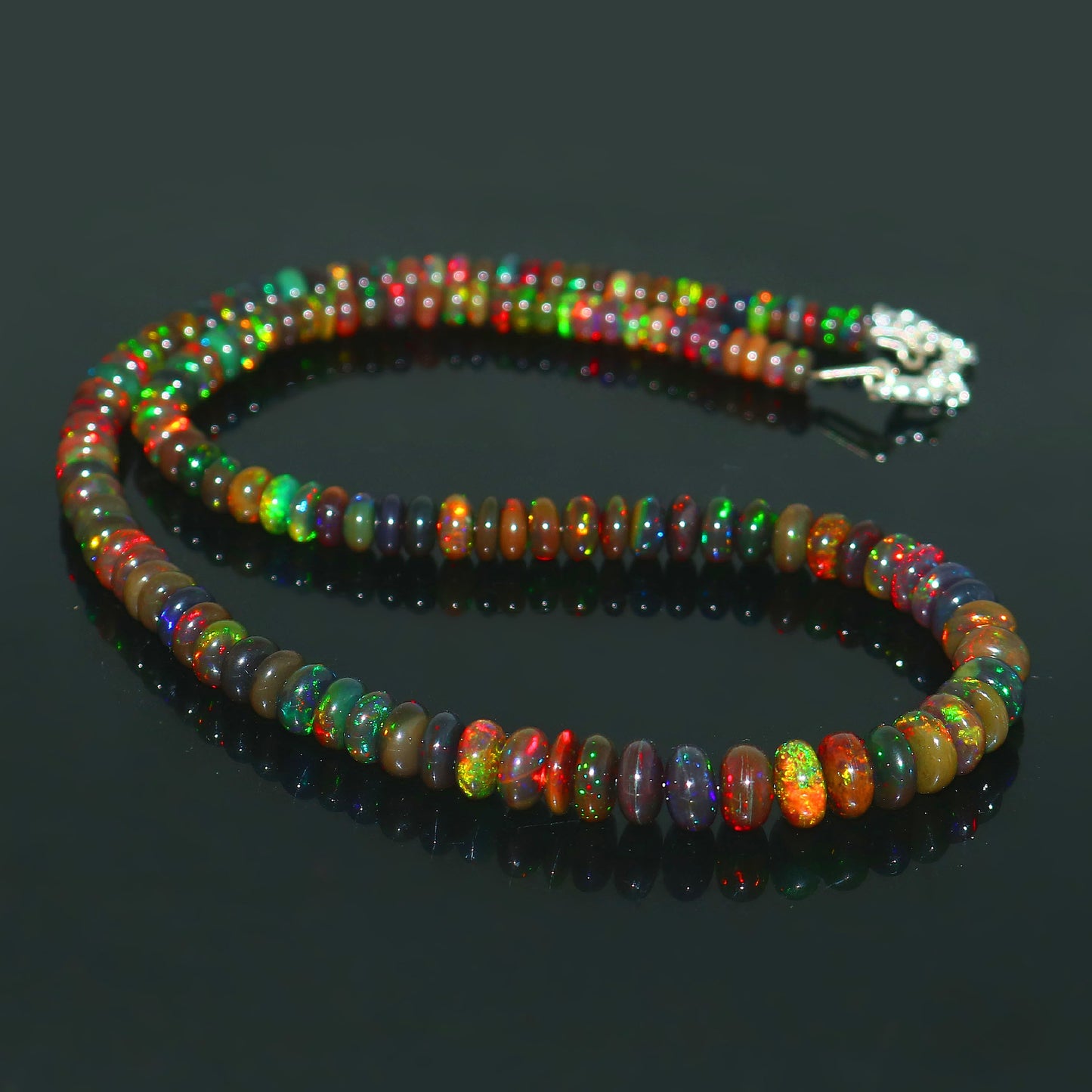 Natural Rainbow Ethiopian Opal Necklace – Rondelle Fire Gemstone Jewelry