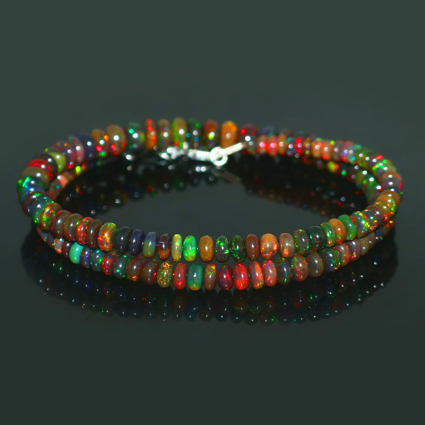 Natural Rainbow Ethiopian Opal Necklace – Rondelle Fire Gemstone Jewelry
