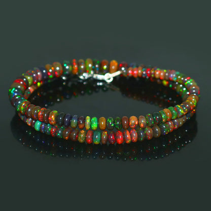 Natural Rainbow Ethiopian Opal Necklace – Rondelle Fire Gemstone Jewelry