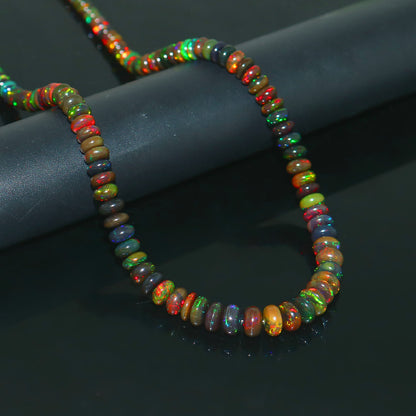 Natural Rainbow Ethiopian Opal Necklace – Rondelle Fire Gemstone Jewelry