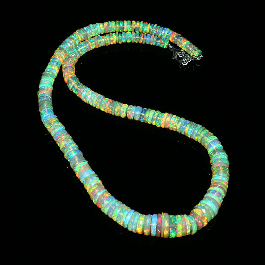 Natural Yellow Ethiopian Opal Tyre Necklace – Fiery Gemstone Jewelry | Elegant Gift for Her