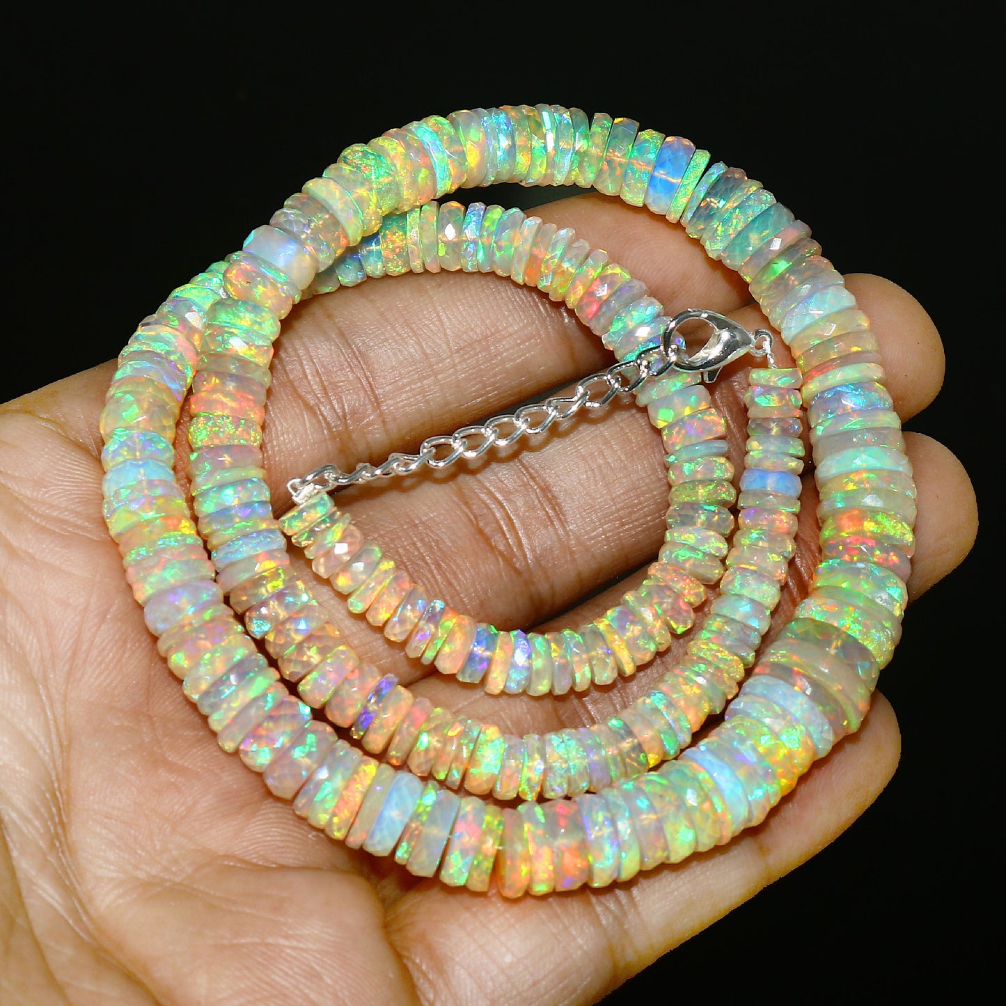 Natural Yellow Ethiopian Opal Tyre Necklace – Fiery Gemstone Jewelry | Elegant Gift for Her