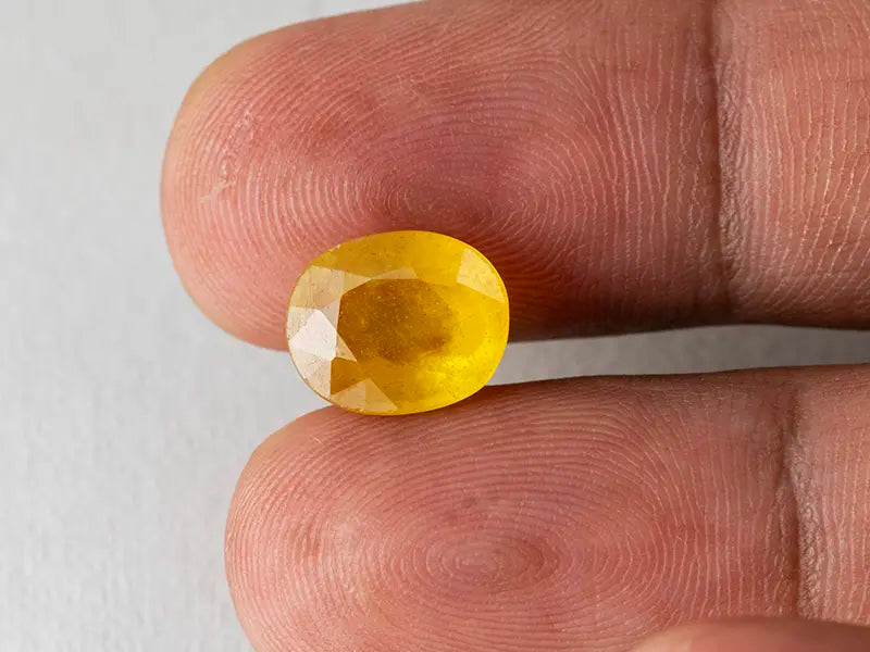 Natural Bangkok Pukhraj (Yellow Sapphire) Gemstone 8.25 to 11.25 Carats Golden Yellow Certified Original Jupiter Stone