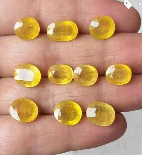 Natural Bangkok Pukhraj (Yellow Sapphire) Gemstone 4.25 to 6.25 Carats Golden Yellow Certified Original Jupiter Stone