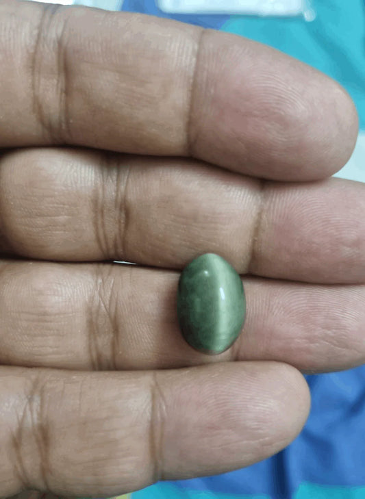 Natural Lehsunia (Cat’s Eye) Gemstone 6.25 to 8.25 Carats Grey Shade Certified Original Ketu Stone for Protection, Luck & Spiritual Growth