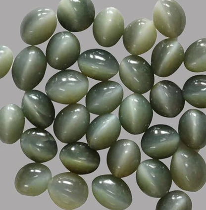 Natural Grey Lehsunia (Cat’s Eye) Gemstone 8.25 to 11.25 Carats Certified Original Ketu Stone for Protection, Luck & Spiritual Growth