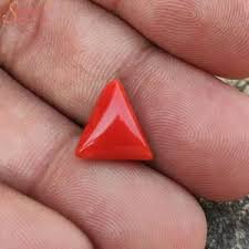 Natural Munga (Red Coral) Gemstone Scarlet Triangle 8.25 to 11.25 Carats Certified Original Moonga Stone for Courage, Energy & Mars Strength