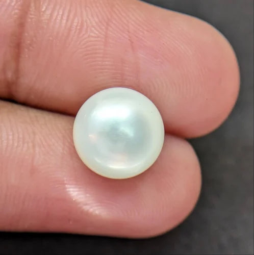 Natural Moti (Pearl) Gemstone White Round 4.25 to 6.25 Carats Certified Original Pearl Stone for Moon Strength, Peace & Emotional Balance