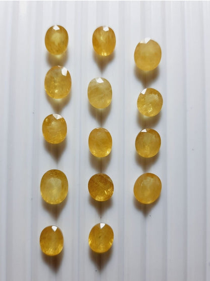 Natural Bangkok Pukhraj (Yellow Sapphire) Gemstone 8.25 to 11.25 Carats Golden Yellow Certified Original Jupiter Stone